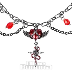 Blue Banana Heart & Skull Chain Choker (Black/Silver)