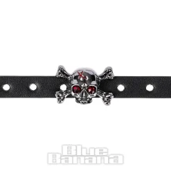 Blue Banana Heart & Skull Chain Choker (Black/Silver)
