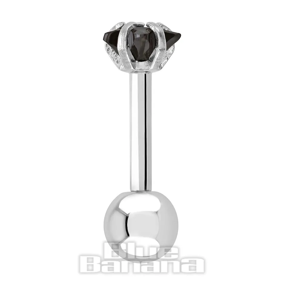 Blue Banana Jewel Star 1.2 x 6mm Tragus Bar (Black)
