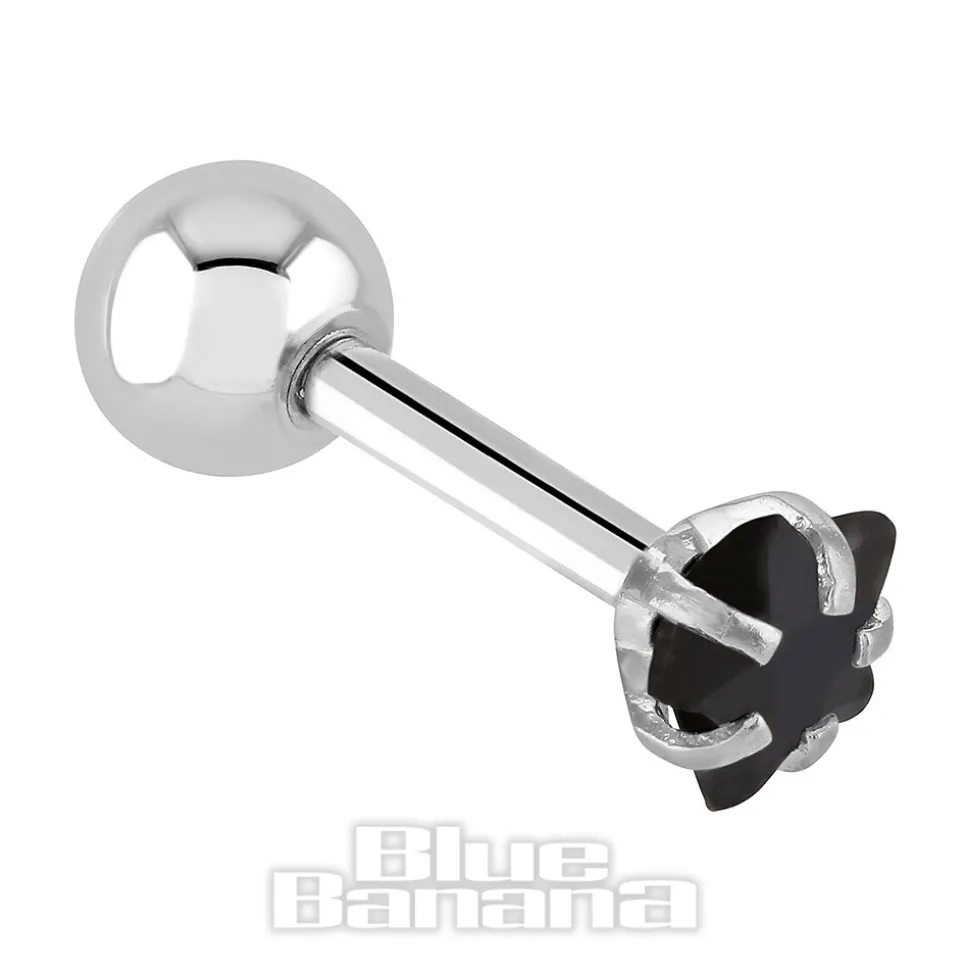 Blue Banana Jewel Star 1.2 x 6mm Tragus Bar (Black)