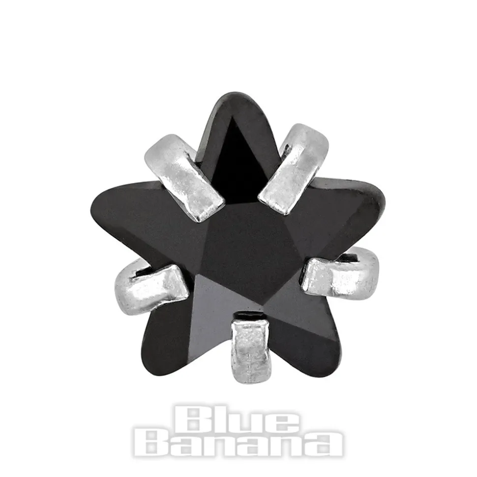 Blue Banana Jewel Star 1.2 x 6mm Tragus Bar (Black)