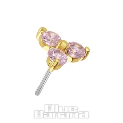 Blue Banana 14K Gold Cubic Zirconia Triangle Threadless Top (Pink)