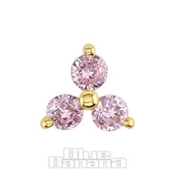 Blue Banana 14K Gold Cubic Zirconia Triangle Threadless Top (Pink)