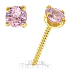 Blue Banana 14K Gold 2mm Cubic Zirconia Threadless Top (Pink)
