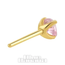 Blue Banana 14K Gold 2mm Cubic Zirconia Threadless Top (Pink)