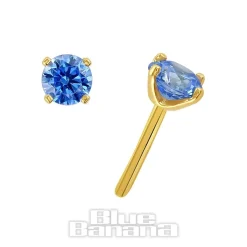Blue Banana 14K Gold 2mm Cubic Zirconia Threadless Top (Aqua)