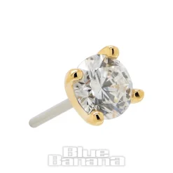 Blue Banana 14k Gold 3.0mm Lab Diamond Threadless Top (Gold)