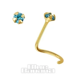 Blue Banana 14K Gold 2mm Nose Stud (Aqua)