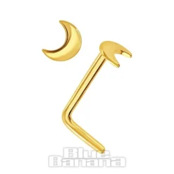 Blue Banana 14K Gold Moon Nose Stud (Gold)