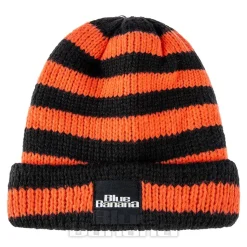 Blue Banana Knitted Stripe Beanie (Black/Orange)