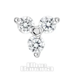 Blue Banana 14K White Gold 3 Cubic Zirconia Threadless Top (White Gold)