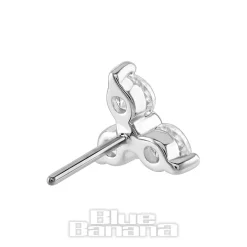 Blue Banana 14K White Gold 3 Cubic Zirconia Threadless Top (White Gold)