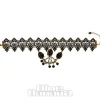 Blue Banana Lace Rose Beads Necklace (Black)