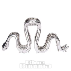 Blue Banana Large Snake Hair Clip (Silver)