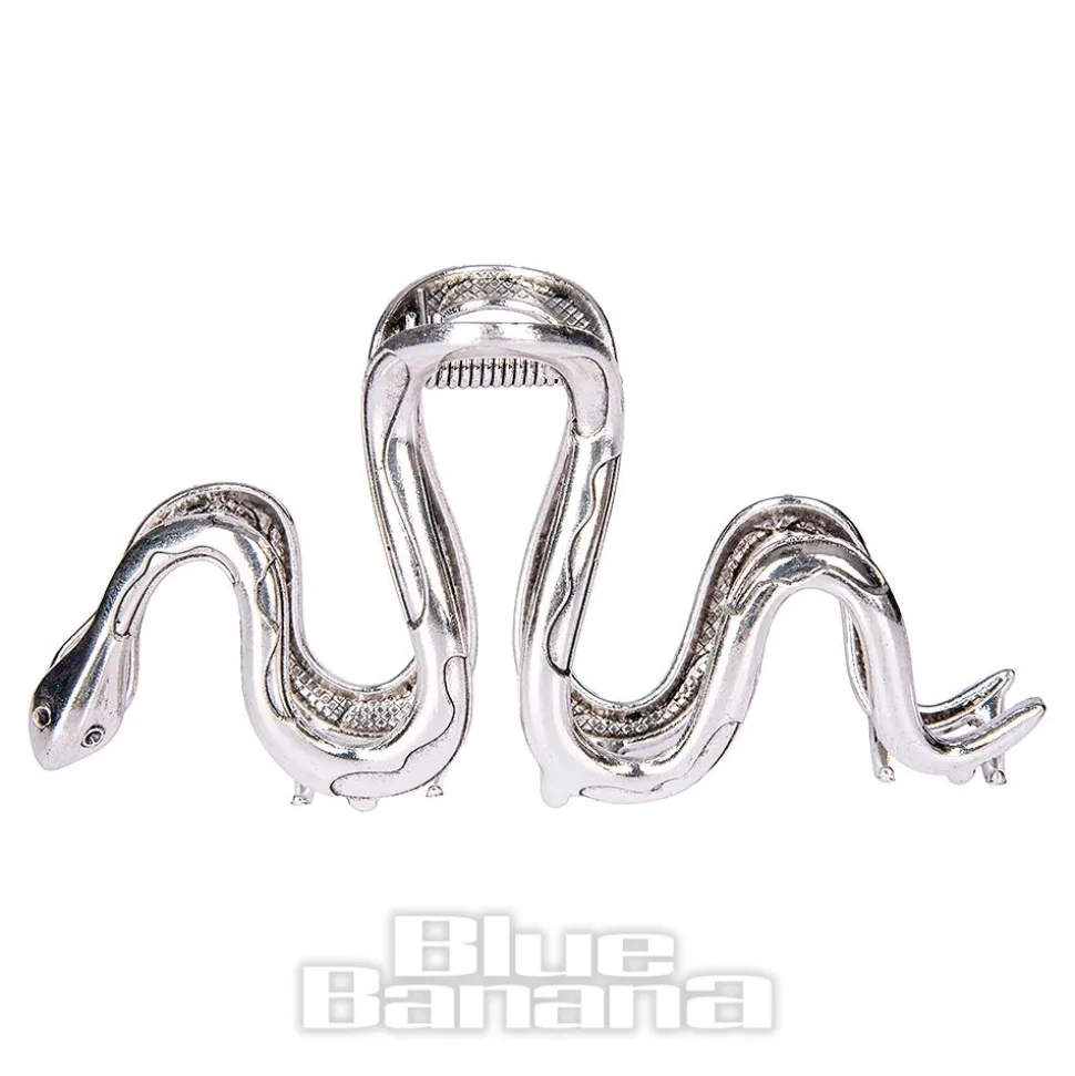 Blue Banana Large Snake Hair Clip (Silver)