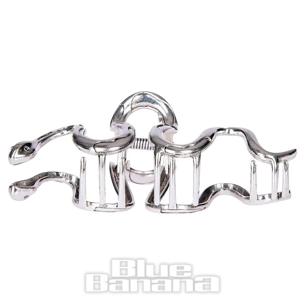 Blue Banana Large Snake Hair Clip (Silver)