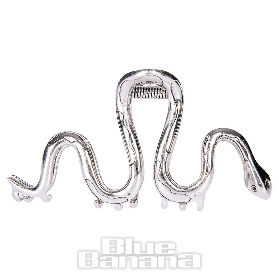 Blue Banana Large Snake Hair Clip (Silver)
