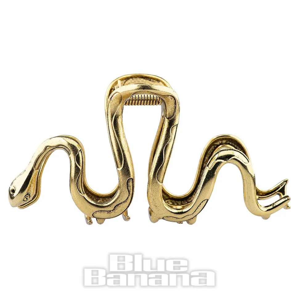 Blue Banana Large Snake Hair Clip (Antique Gold)