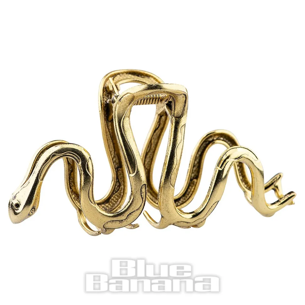 Blue Banana Large Snake Hair Clip (Antique Gold)