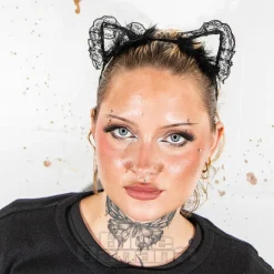 Blue Banana Little Lace Ears Headband (Black)