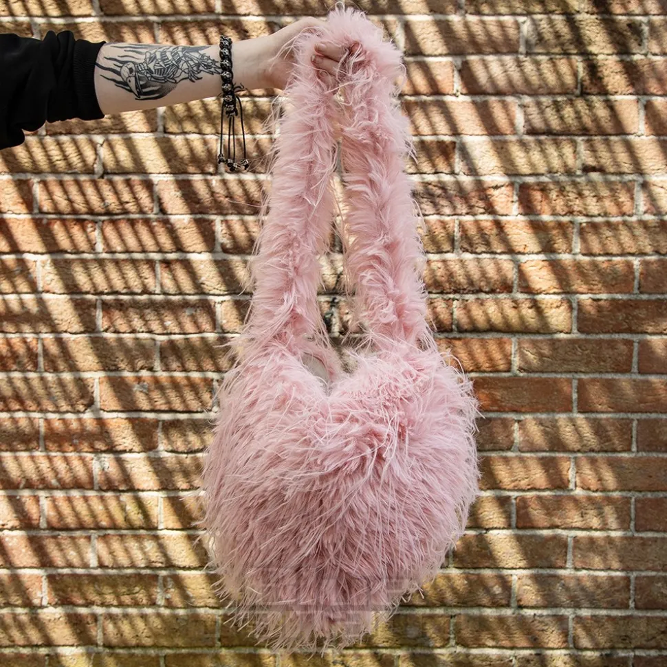 Blue Banana Long Fur Bag (Baby Pink)