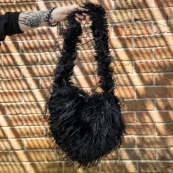 Blue Banana Long Fur Bag (Black)