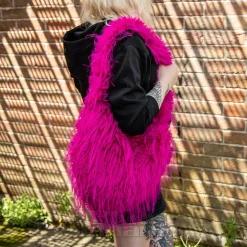 Blue Banana Long Fur Bag (Hot Pink)