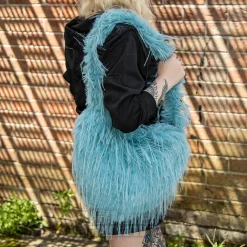 Blue Banana Long Fur Bag (Turquoise)