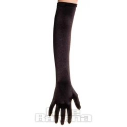 Blue Banana Long Satin Gloves (Black)