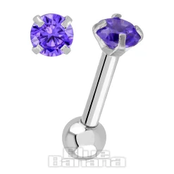 Blue Banana 1.2mm Amethyst Jewel Tragus Bar (3mm)