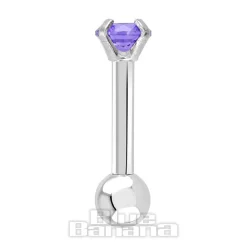 Blue Banana 1.2mm Amethyst Jewel Tragus Bar (3mm)