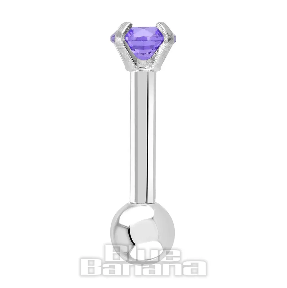 Blue Banana 1.2mm Amethyst Jewel Tragus Bar (3mm)