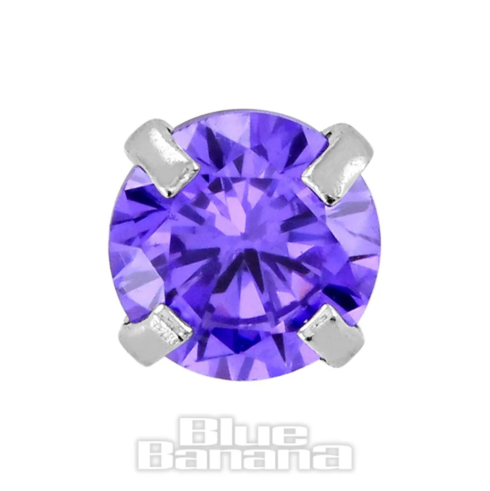 Blue Banana 1.2mm Amethyst Jewel Tragus Bar (3mm)