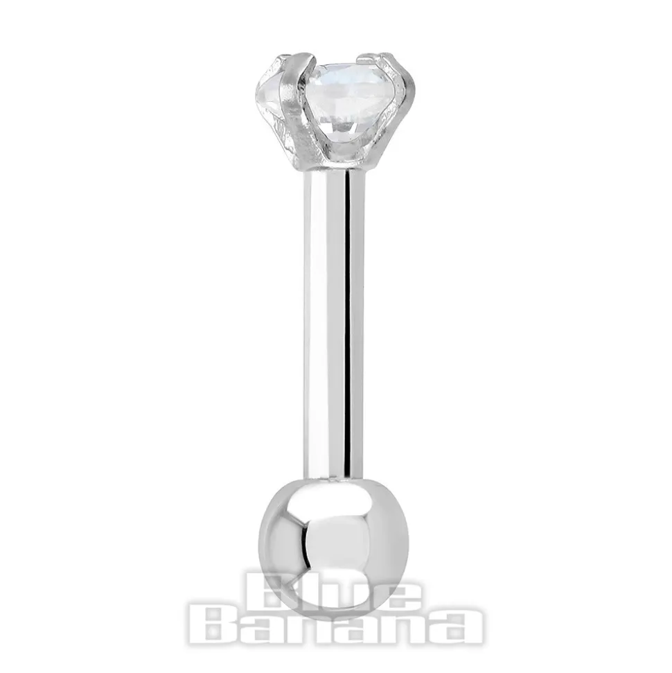 Blue Banana 1.2mm Aurora Borealis Jewel Tragus Bar (3mm)
