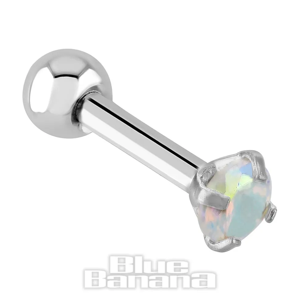 Blue Banana 1.2mm Aurora Borealis Jewel Tragus Bar (3mm)