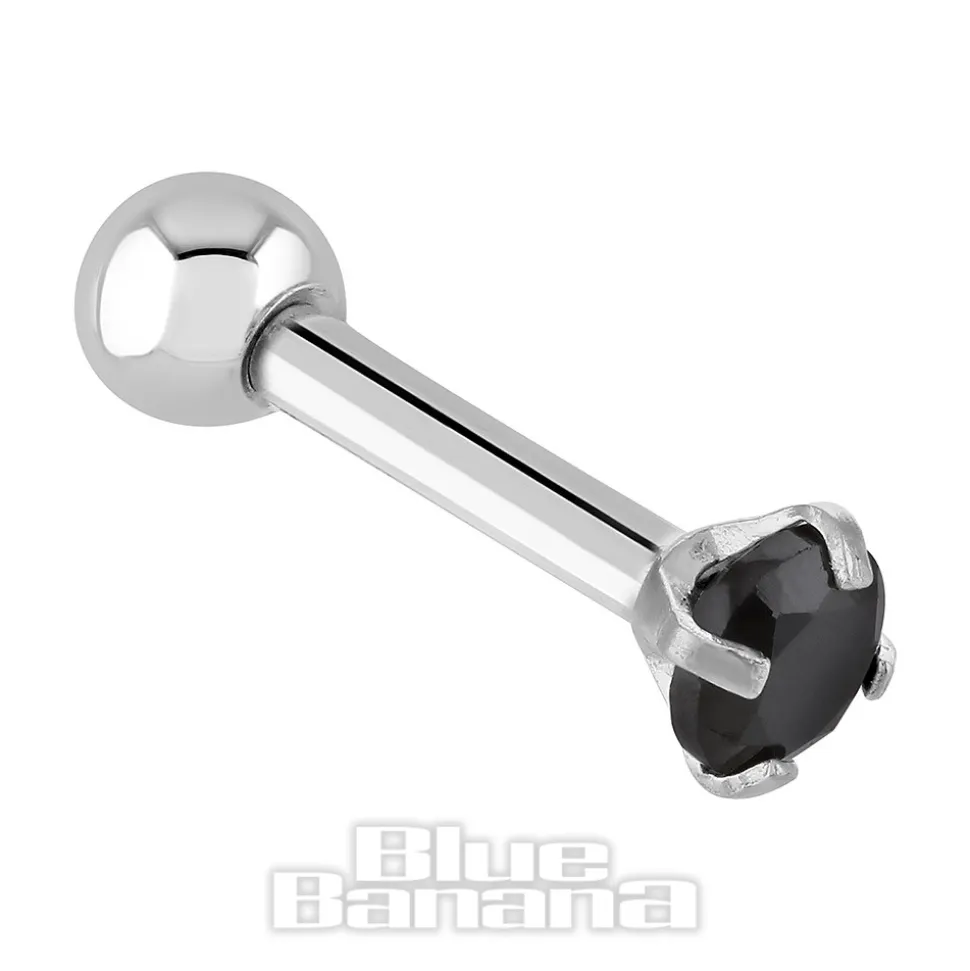 Blue Banana 1.2mm Black Jewel Tragus Bar (3mm)
