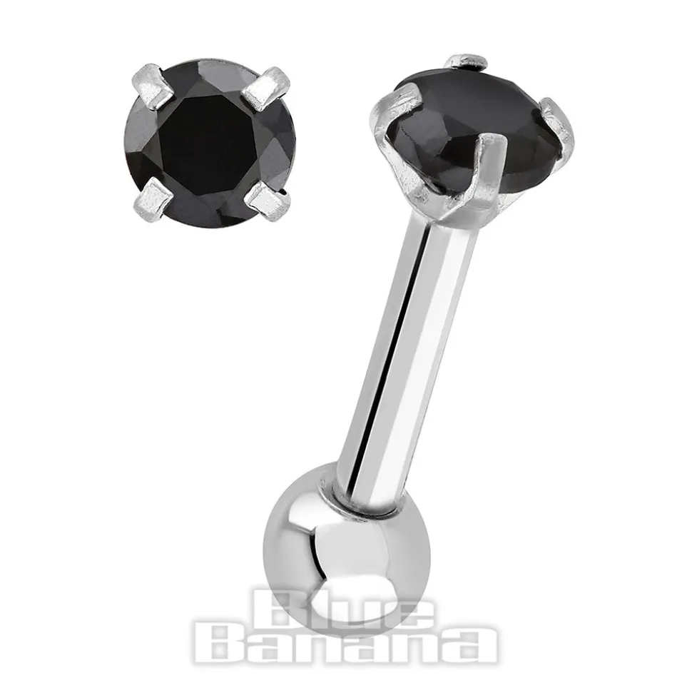 Blue Banana 1.2mm Black Jewel Tragus Bar (3mm)