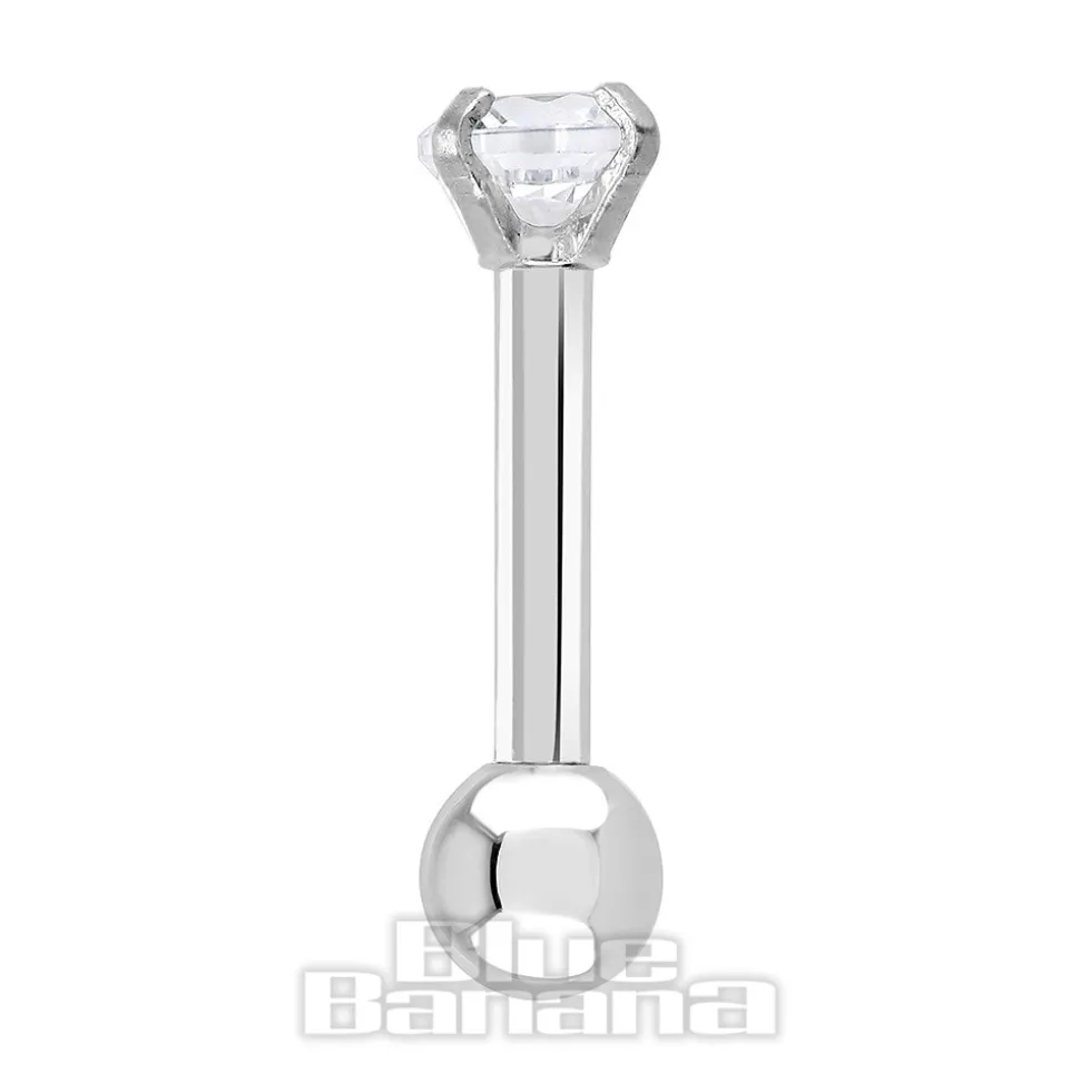 Blue Banana 1.2mm Crystal Jewel Tragus Bar (3mm)