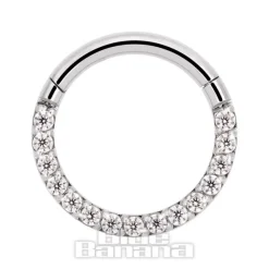 Blue Banana 8mm Hinged Crystal Septum Ring (Crystal)