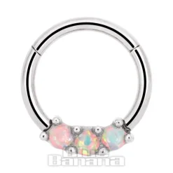 Blue Banana 8mm Hinged Stainless Steel Septum Ring (Opal)