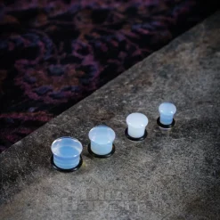 Blue Banana Moonstone Gemstone Ear Plug 4-16mm (Opal White)