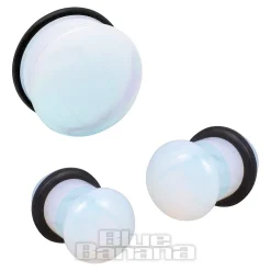 Blue Banana Moonstone Gemstone Ear Plug 4-16mm (Opal White)