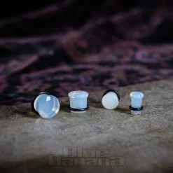 Blue Banana Moonstone Gemstone Ear Plug 4-16mm (Opal White)