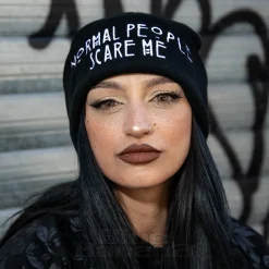 Blue Banana Normal People Scare Me Beanie Hat (Black)