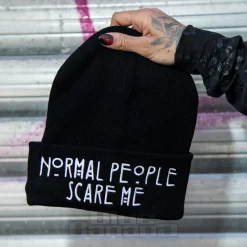 Blue Banana Normal People Scare Me Beanie Hat (Black)