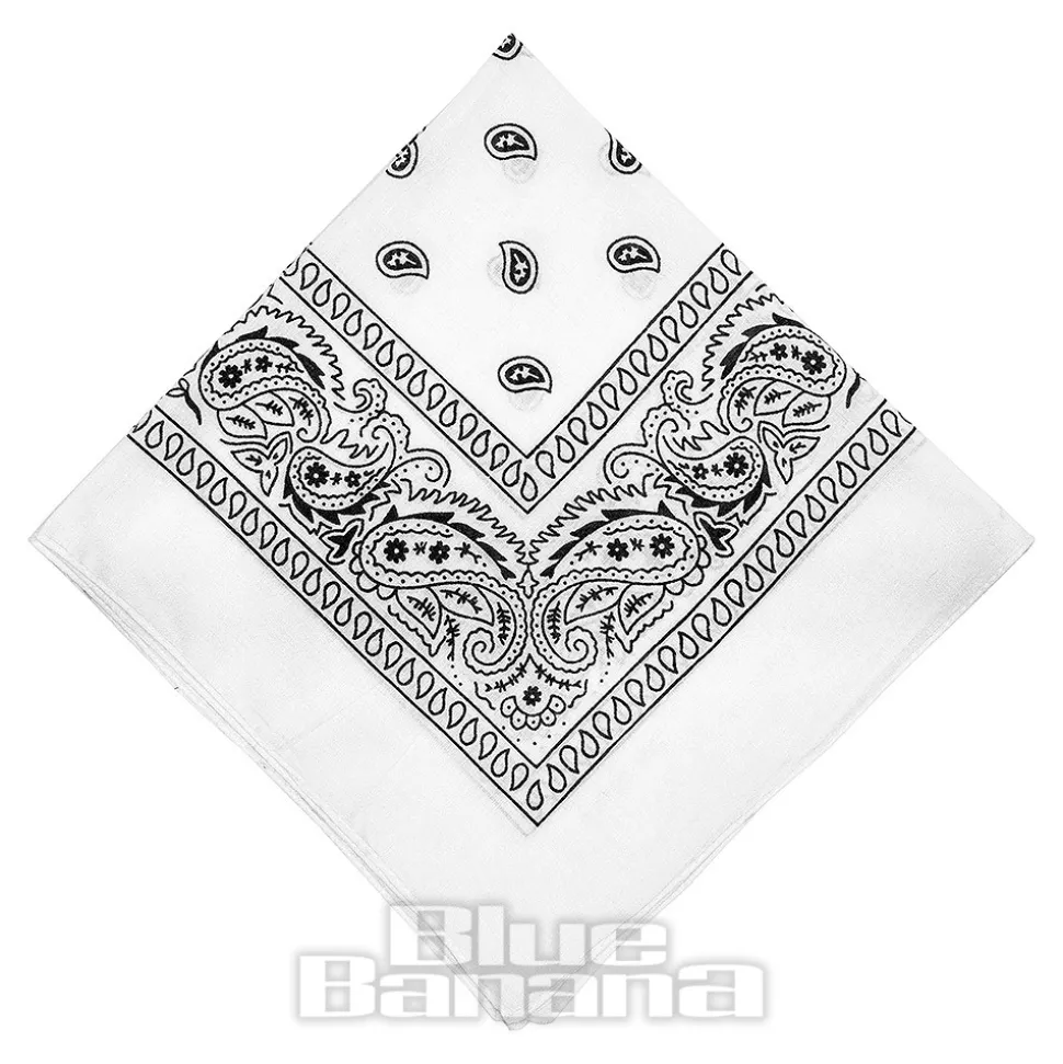 Blue Banana Paisley Bandana (White)