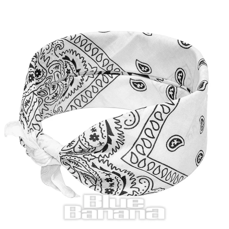 Blue Banana Paisley Bandana (White)