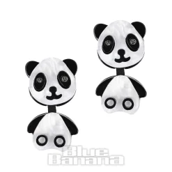 Blue Banana Panda Earrings (Black/White)