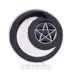 Blue Banana Pentagram & Moon Pin Badge (Black)