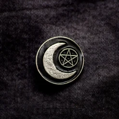 Blue Banana Pentagram & Moon Pin Badge (Black)